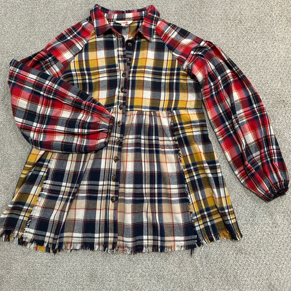 Plaid Babydoll Top